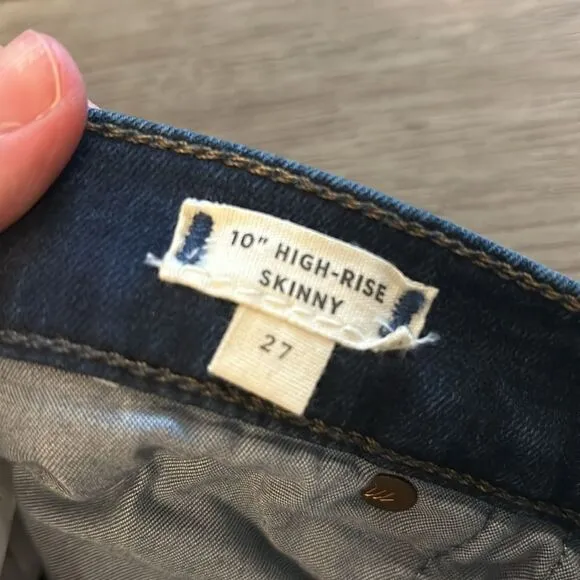 NWT MADEWELL 10” HIGH TOSE SKINNY JEANS DARK WASH SIZE 27