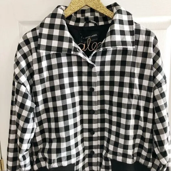 NWT The Fifth Label Black Gingham Bomber Jacket M