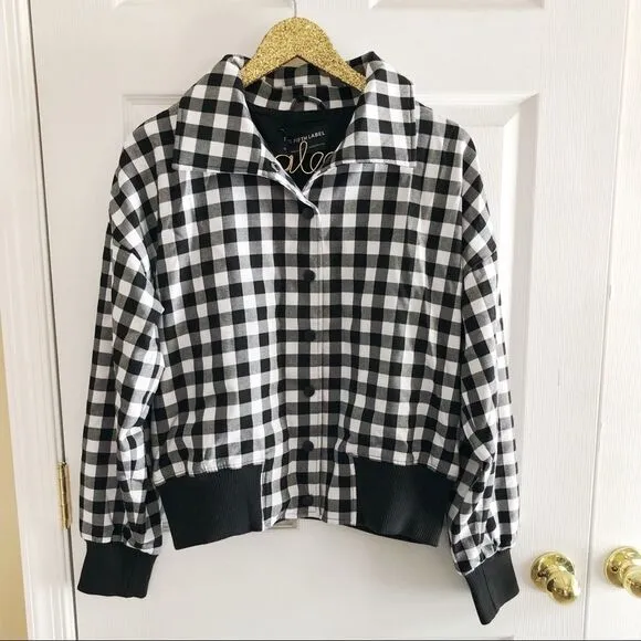 NWT The Fifth Label Black Gingham Bomber Jacket M