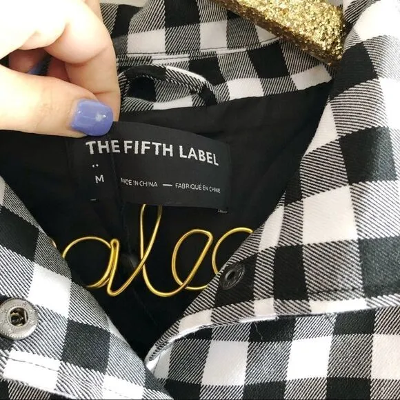 NWT The Fifth Label Black Gingham Bomber Jacket M