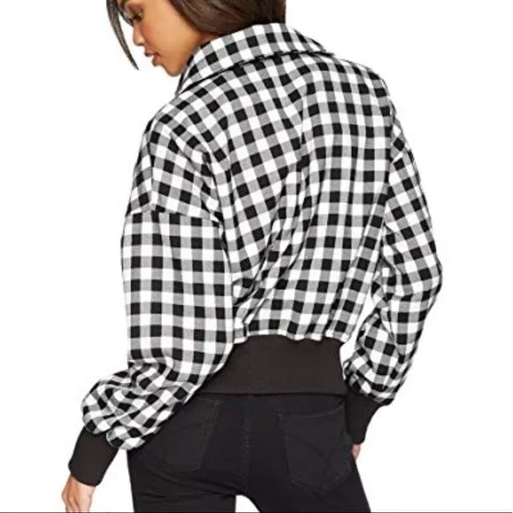 NWT The Fifth Label Black Gingham Bomber Jacket M