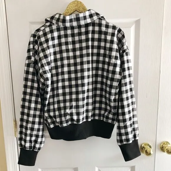 NWT The Fifth Label Black Gingham Bomber Jacket M