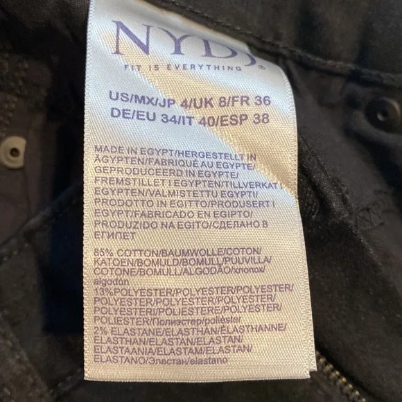 NYDJ SZ 4 Black Denim Skinny Jeans New D28