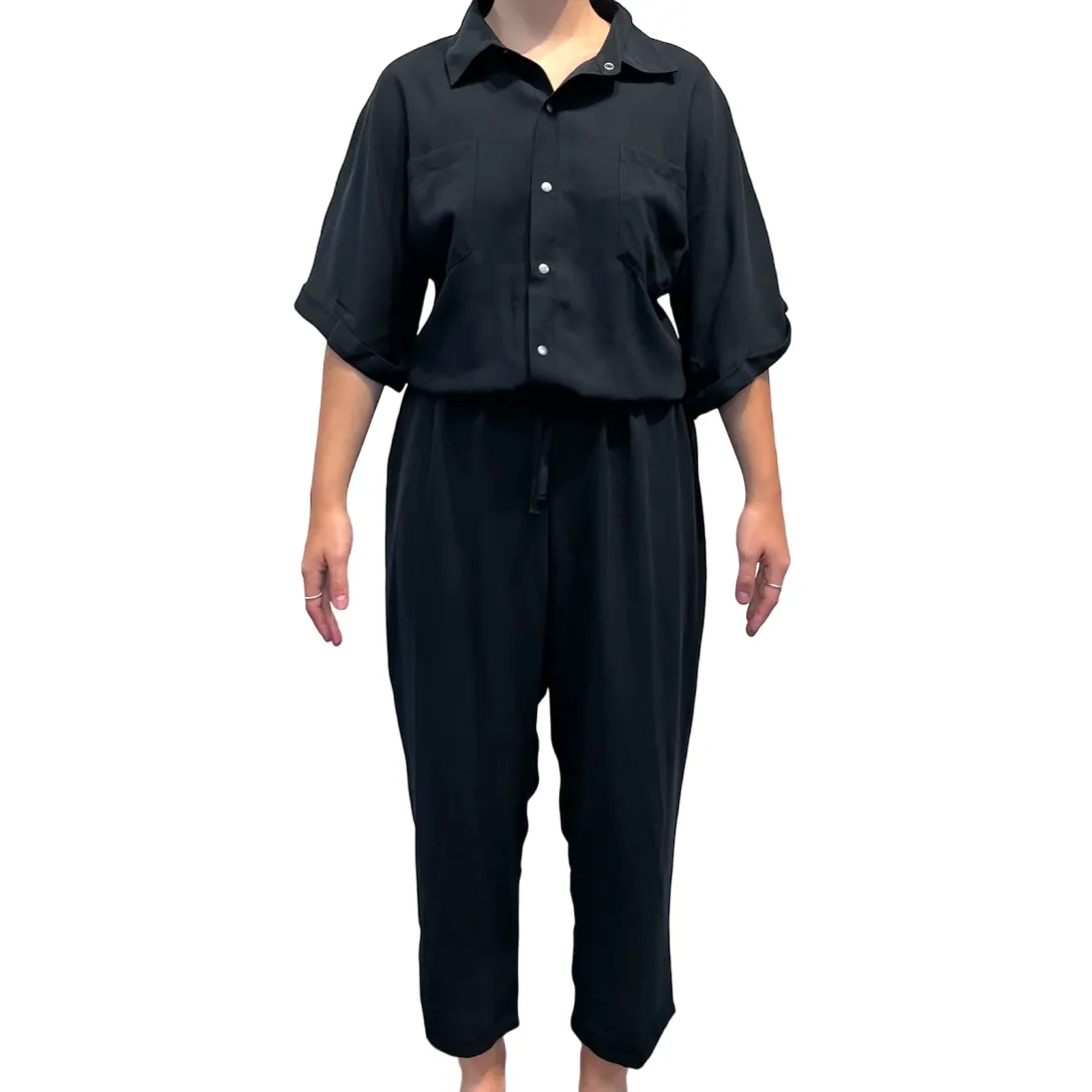 One-piece button-down in black