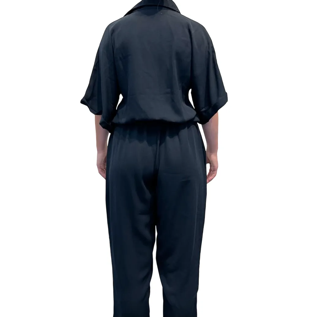 One-piece button-down in black