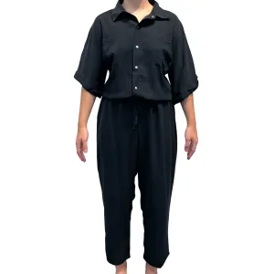 One-piece button-down in black