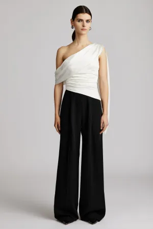 ONE SHOULDER DRAPE JUMPSUIT