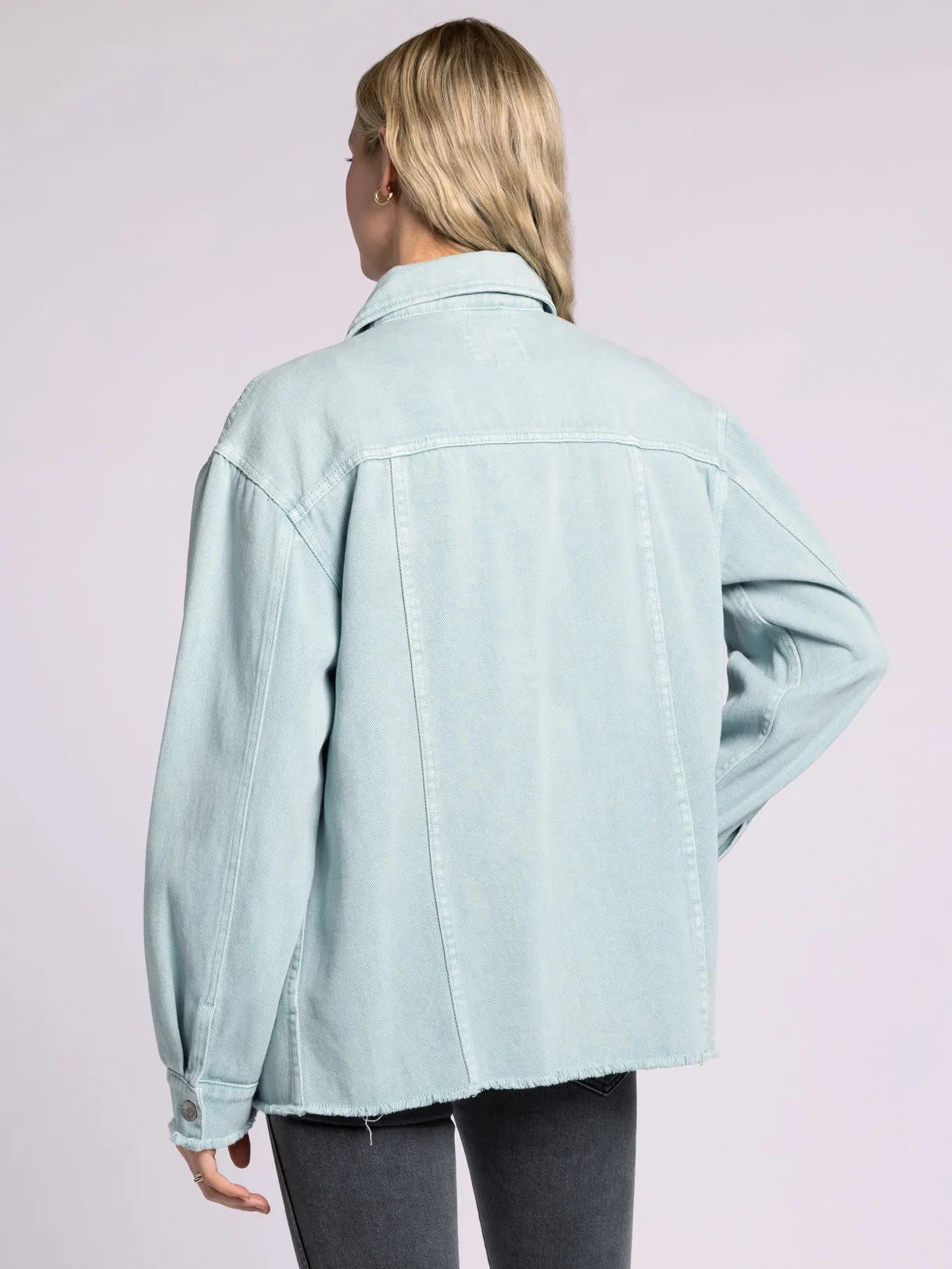 Opal Button Down Denim Jean Jacket w/Unfinished Hem J2093