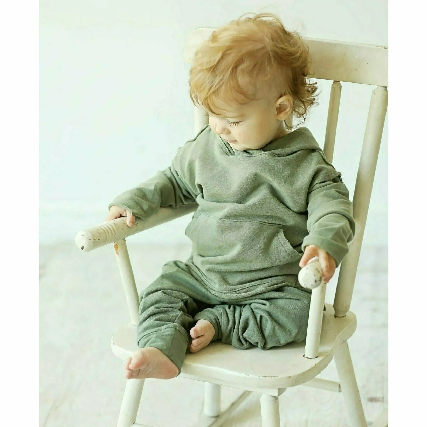 Organic Baby  Benji Hoodie Olive