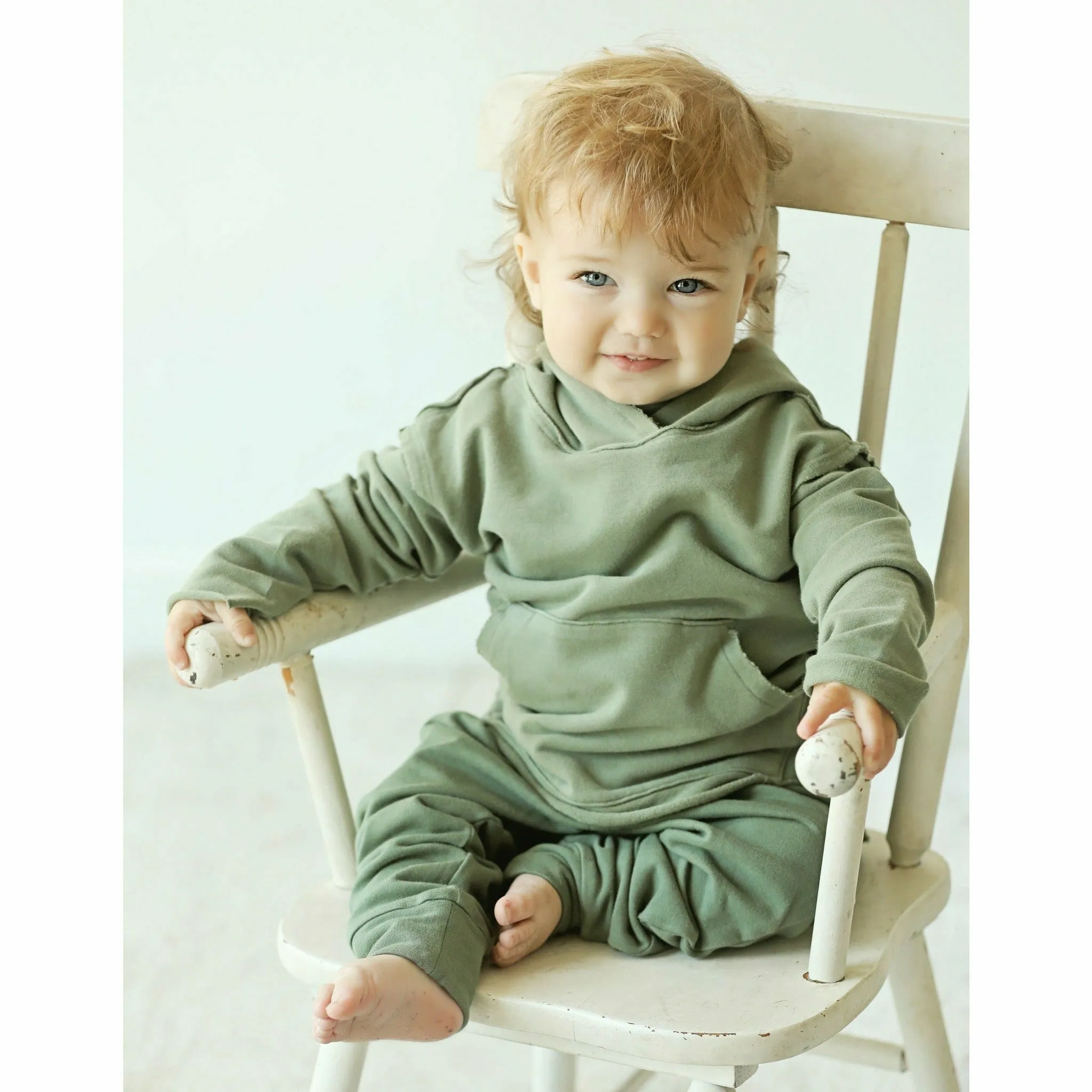 Organic Baby  Benji Hoodie Olive