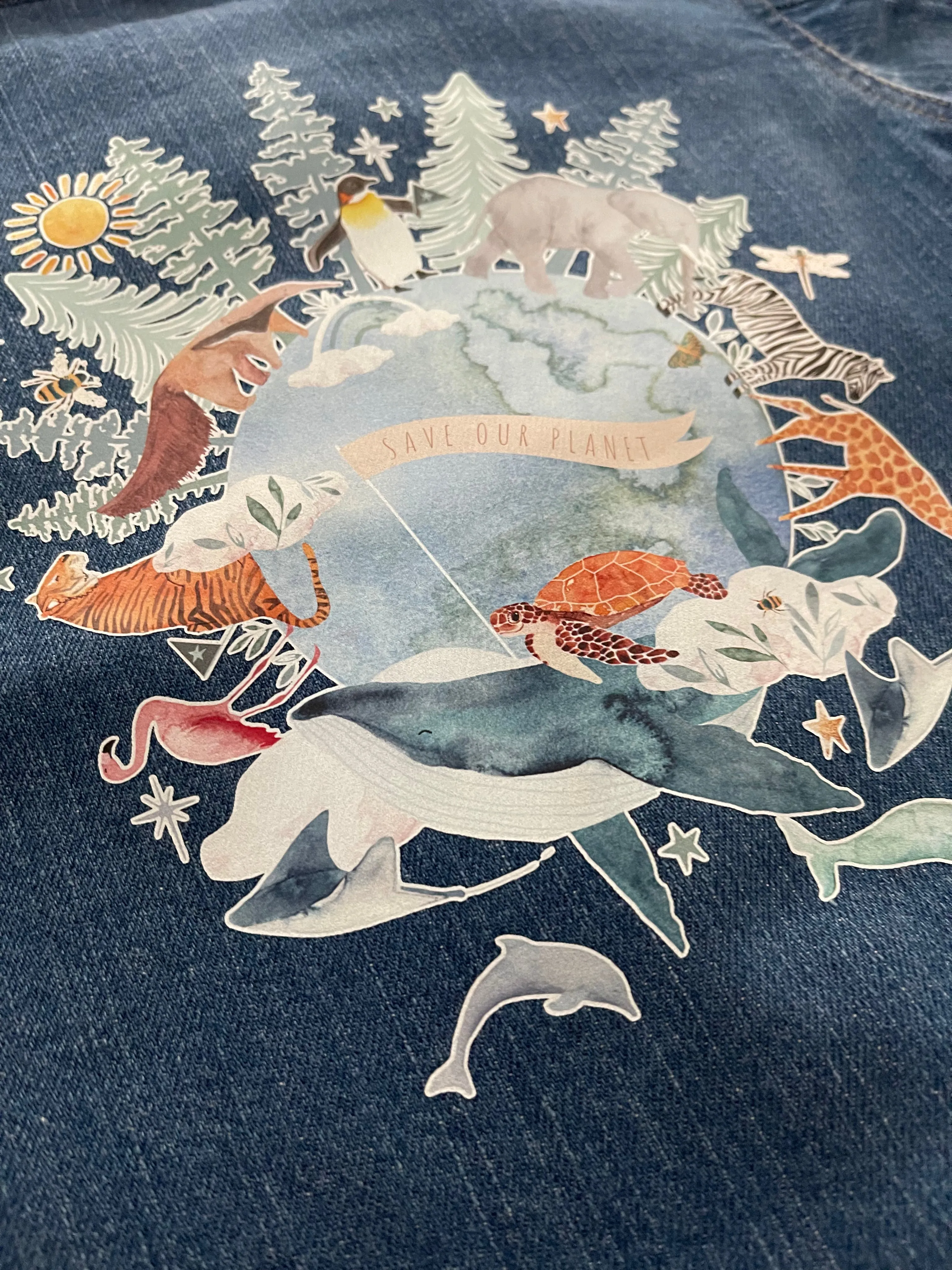 Organic Denim Jacket - Save Our Planet