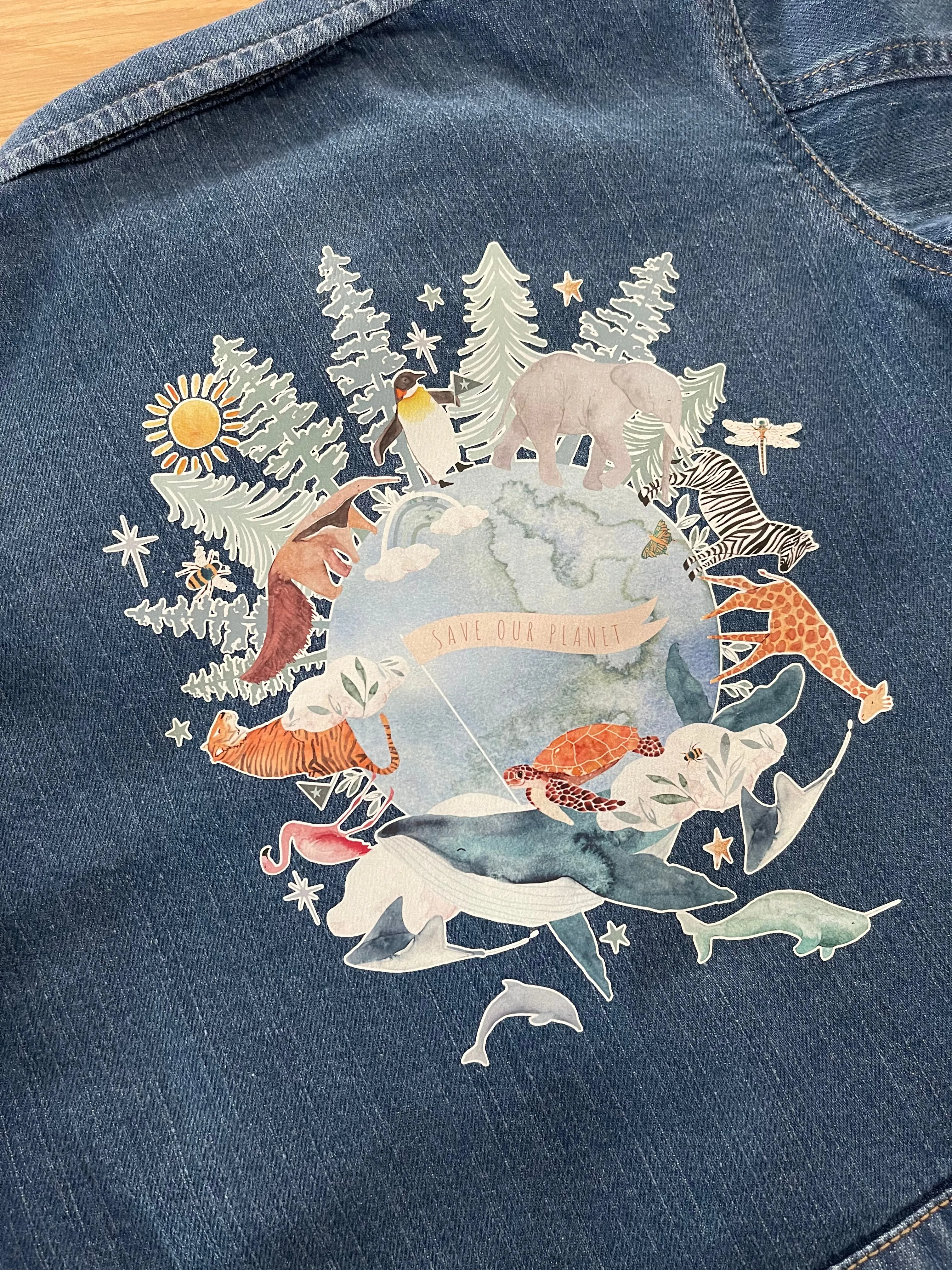 Organic Denim Jacket - Save Our Planet