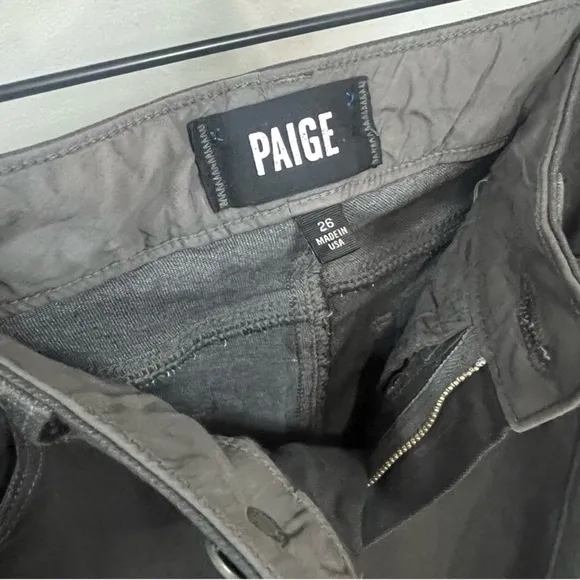 Paige Granite Grey Skinny Ankle Zip Jeans 26