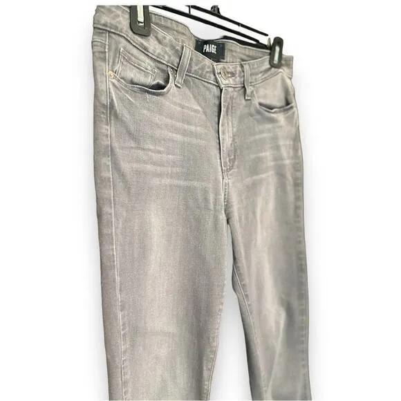 Paige - Hoxton High Rise Ankle Skinny Jeans in Gray Peaks