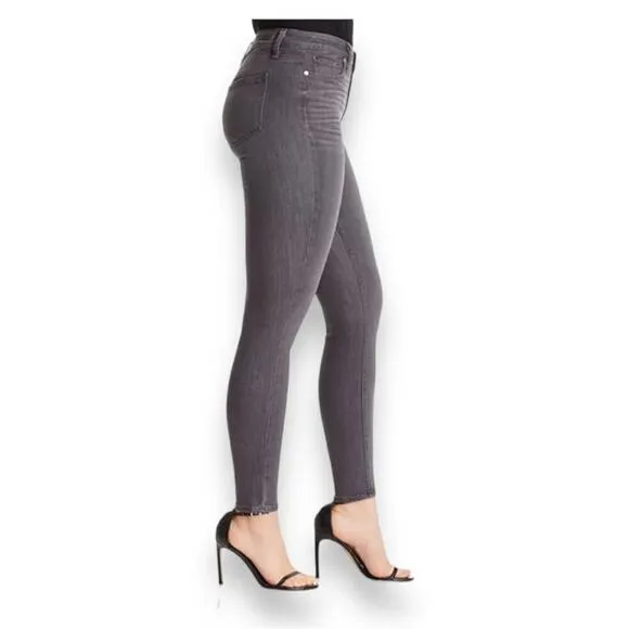 Paige - Hoxton High Rise Ankle Skinny Jeans in Gray Peaks