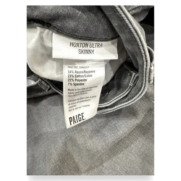 Paige - Hoxton High Rise Ankle Skinny Jeans in Gray Peaks