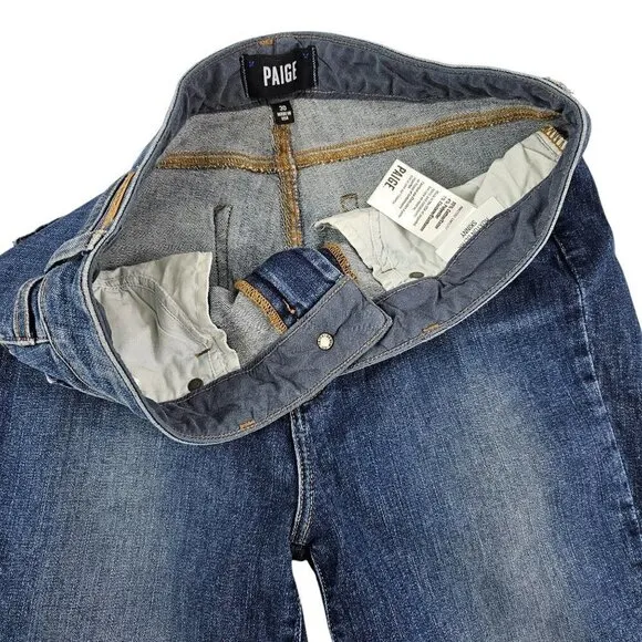 Paige Hoxton Ultra Skinny Women’s Distressed Ripped Mid Rise Blue Jeans Size 30