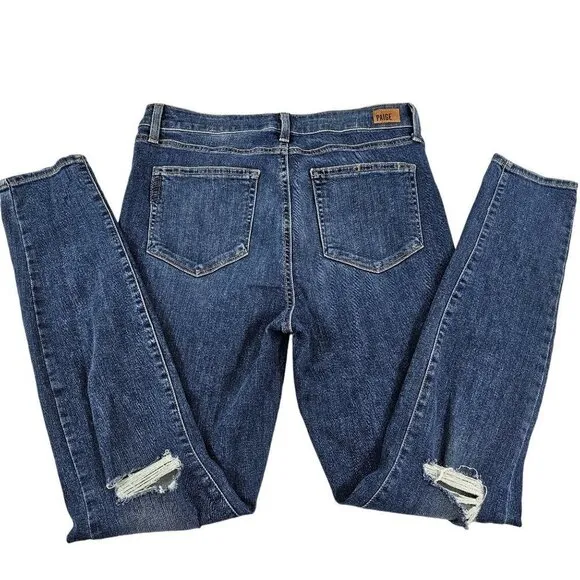 Paige Hoxton Ultra Skinny Women’s Distressed Ripped Mid Rise Blue Jeans Size 30