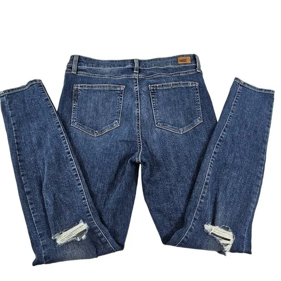 Paige Hoxton Ultra Skinny Women’s Distressed Ripped Mid Rise Blue Jeans Size 30