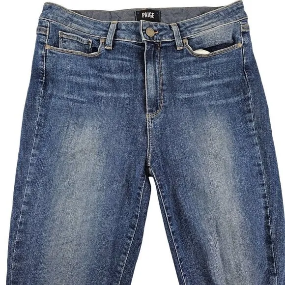 Paige Hoxton Ultra Skinny Women’s Distressed Ripped Mid Rise Blue Jeans Size 30