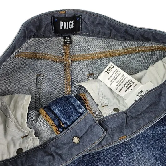 Paige Hoxton Ultra Skinny Women’s Distressed Ripped Mid Rise Blue Jeans Size 30