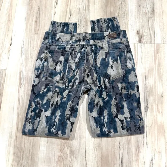 Paige Jeans Madagascar Edgemont Ultra Zip Skinny Jeans CAMO PRINT 29 blue green