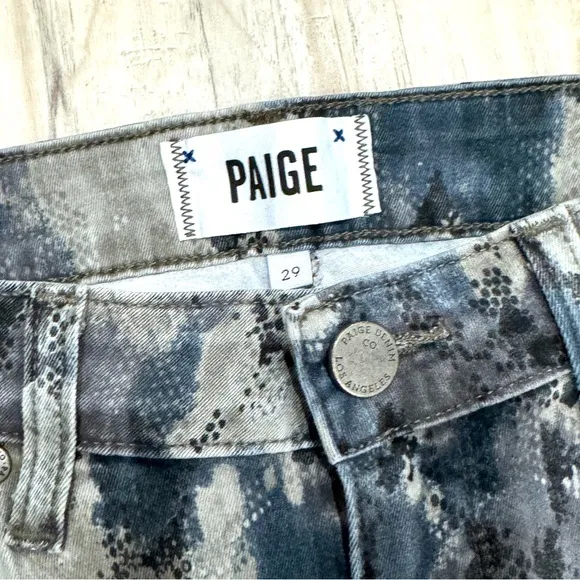 Paige Jeans Madagascar Edgemont Ultra Zip Skinny Jeans CAMO PRINT 29 blue green
