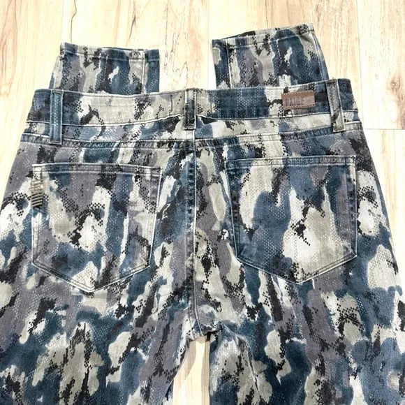Paige Jeans Madagascar Edgemont Ultra Zip Skinny Jeans CAMO PRINT 29 blue green
