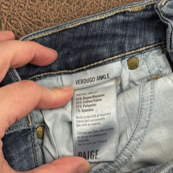 Paige Verdugo Ankle Skinny Jeans Size 25 Made in USA