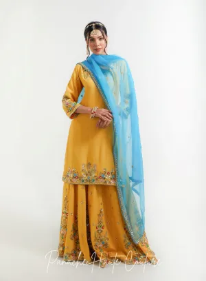 Pale Yellow Wedding Sharara Set Maysa