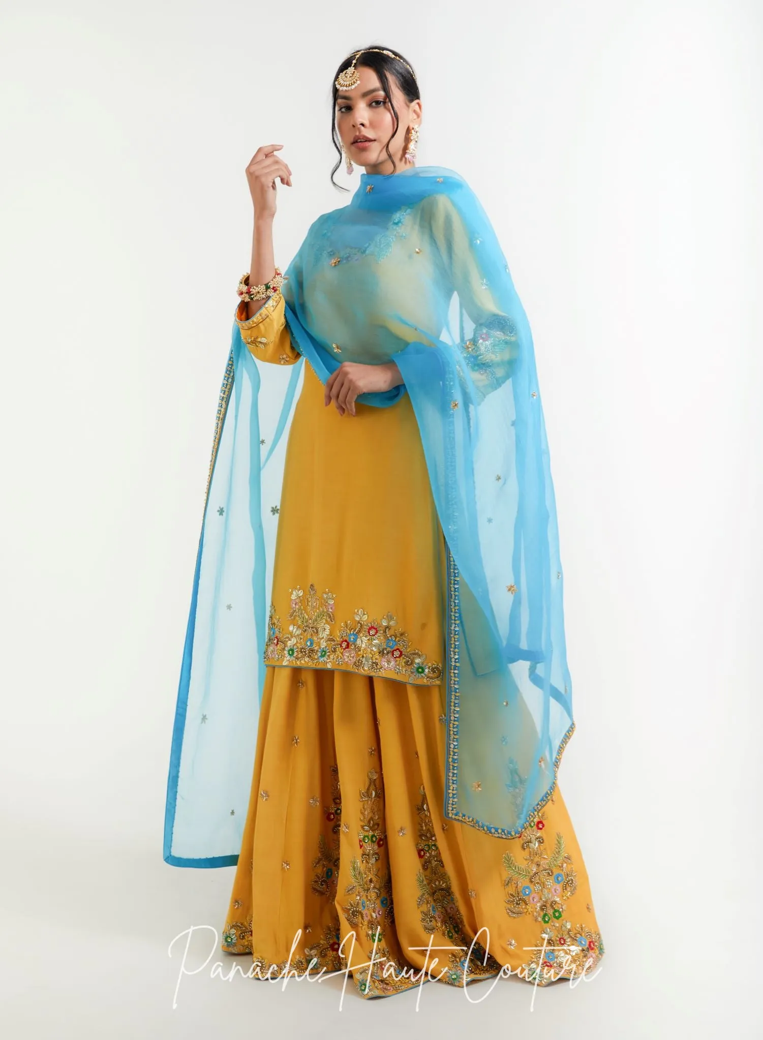 Pale Yellow Wedding Sharara Set Maysa