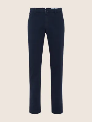Pantalone chino slim Bobby in gabardina stretch navy blue