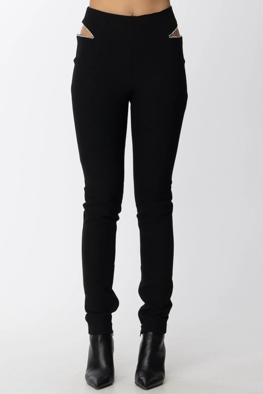 Pantaloni con Cut-out e Strass
