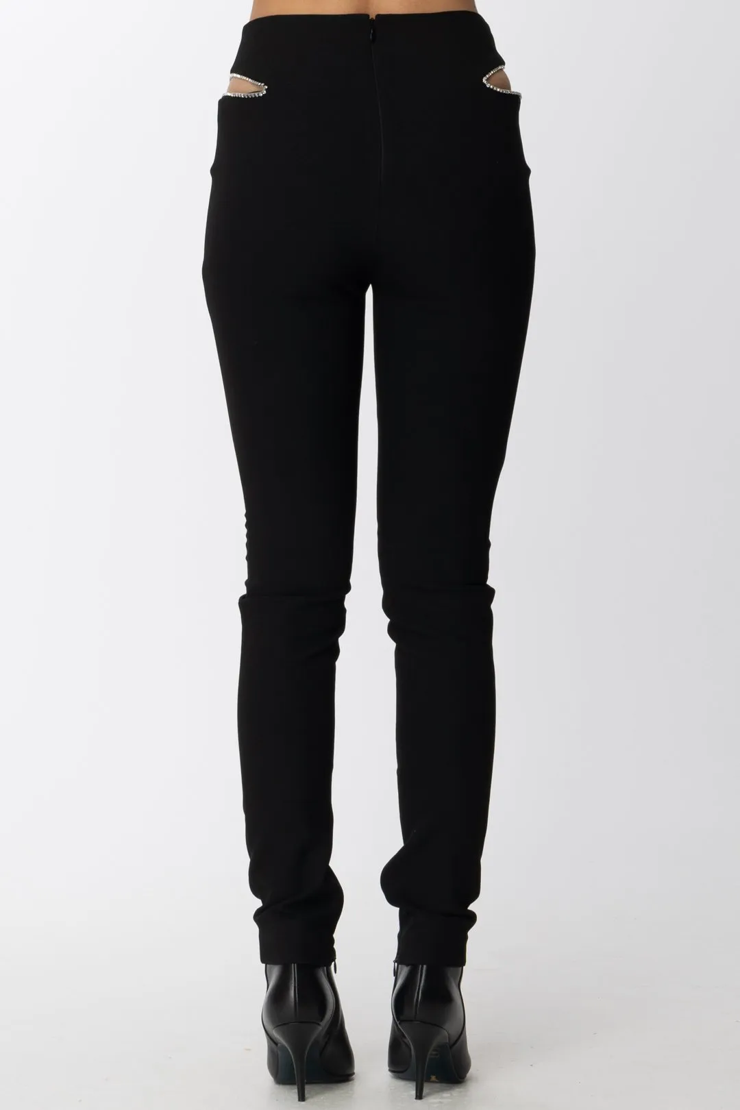 Pantaloni con Cut-out e Strass