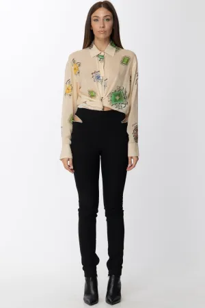 Pantaloni con Cut-out e Strass