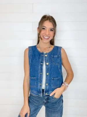 Patch Pocket Denim Vest