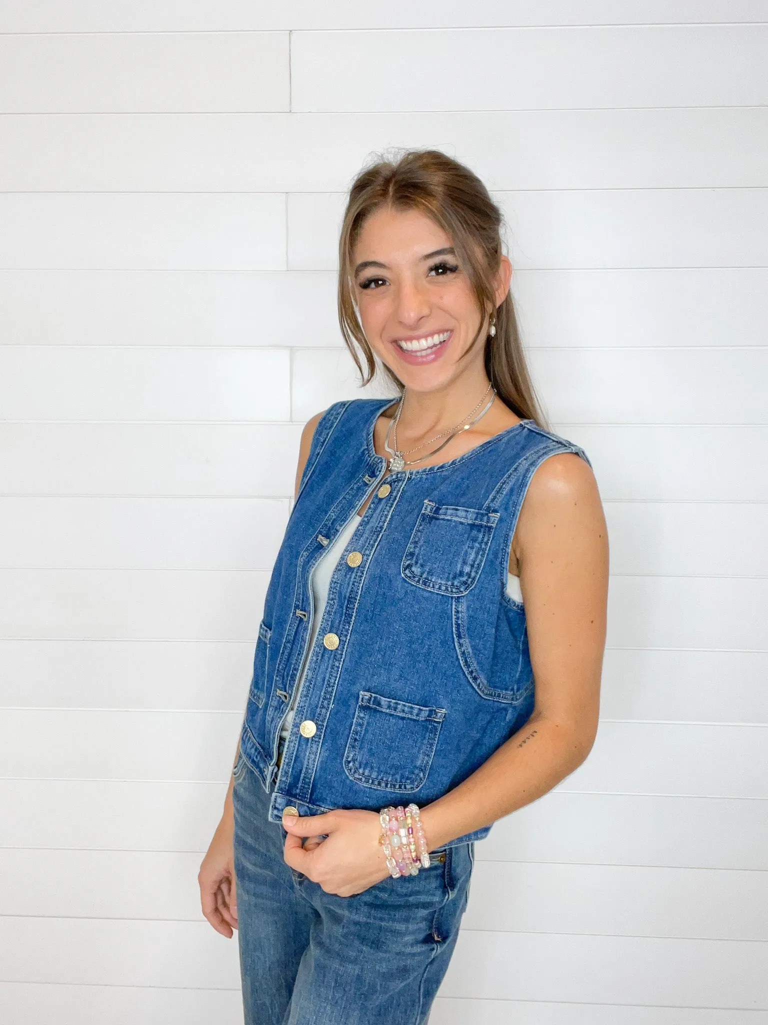 Patch Pocket Denim Vest
