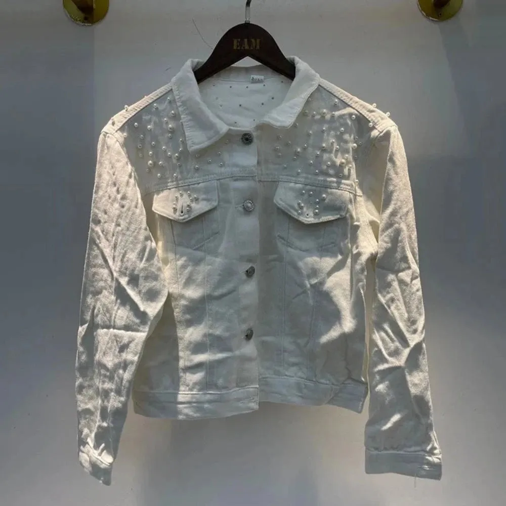 Pearl Embellished Denim Jacket