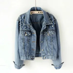 Pearl Embellished Denim Jacket
