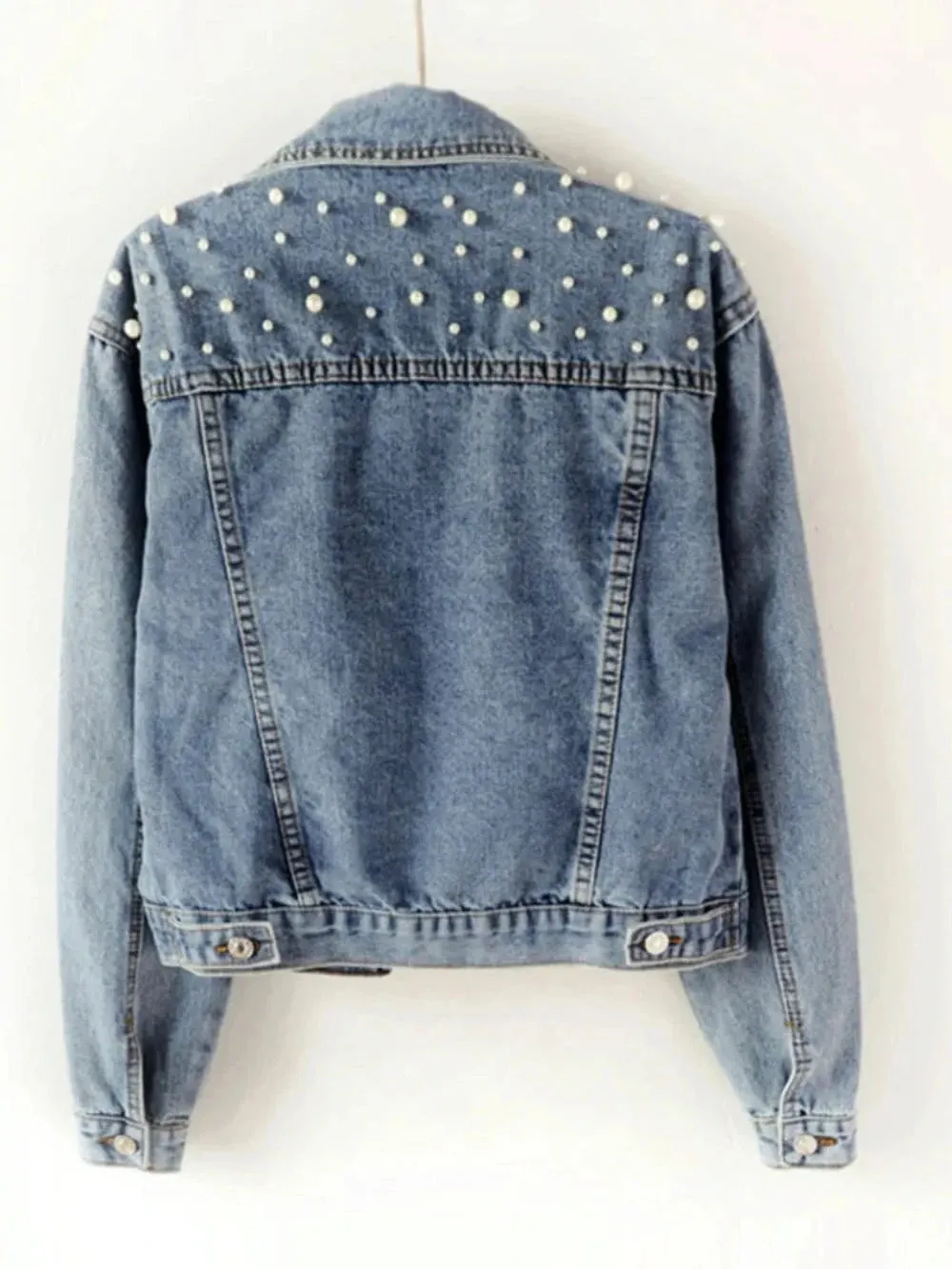 Pearl Embellished Denim Jacket