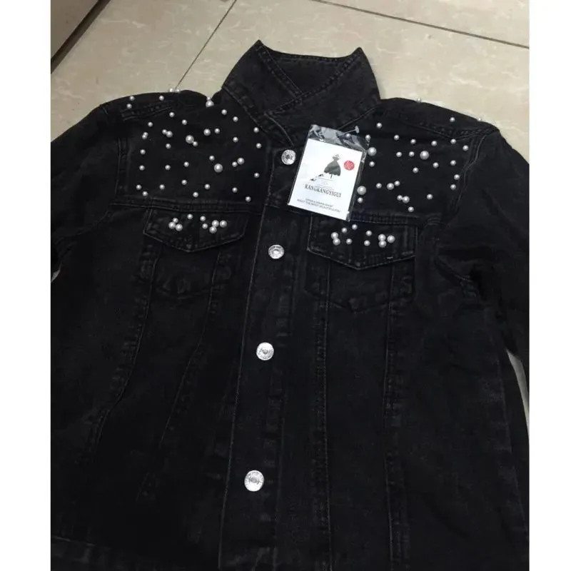 Pearl Embellished Denim Jacket