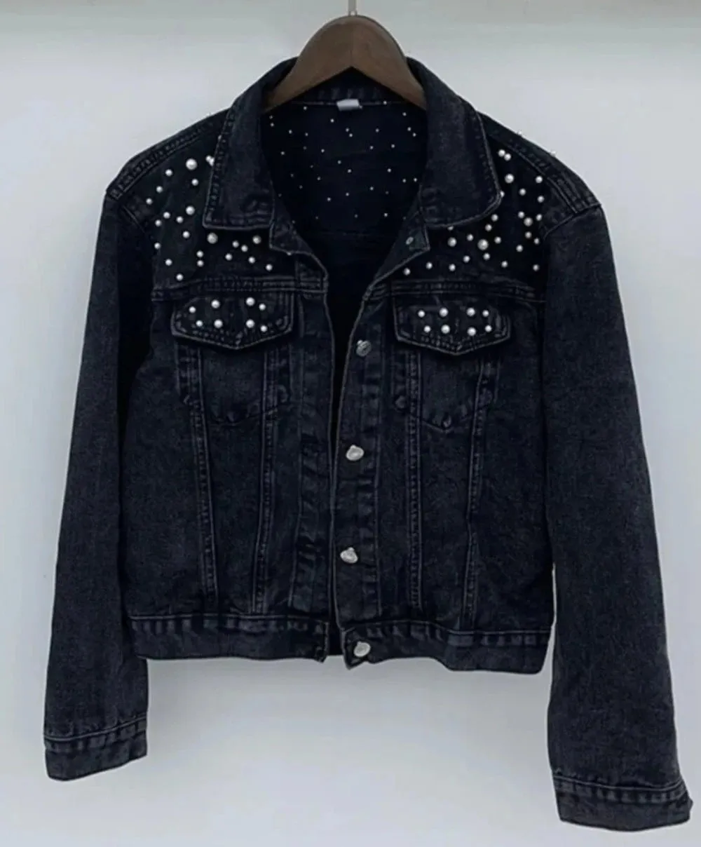 Pearl Embellished Denim Jacket