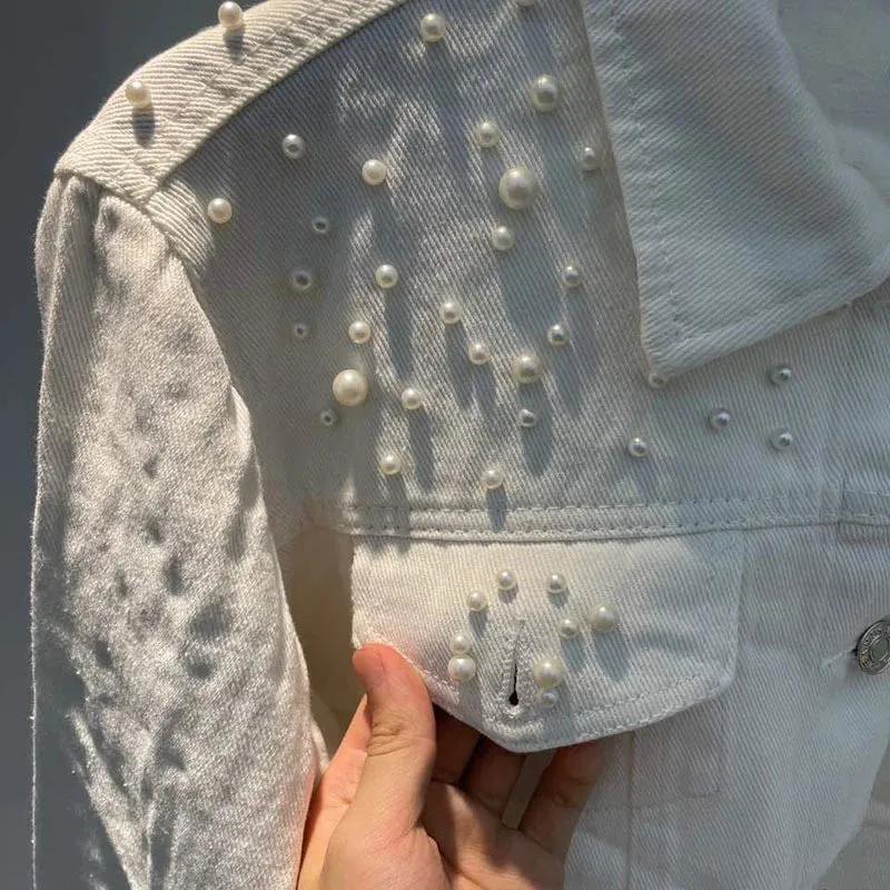 Pearl Embellished Denim Jacket