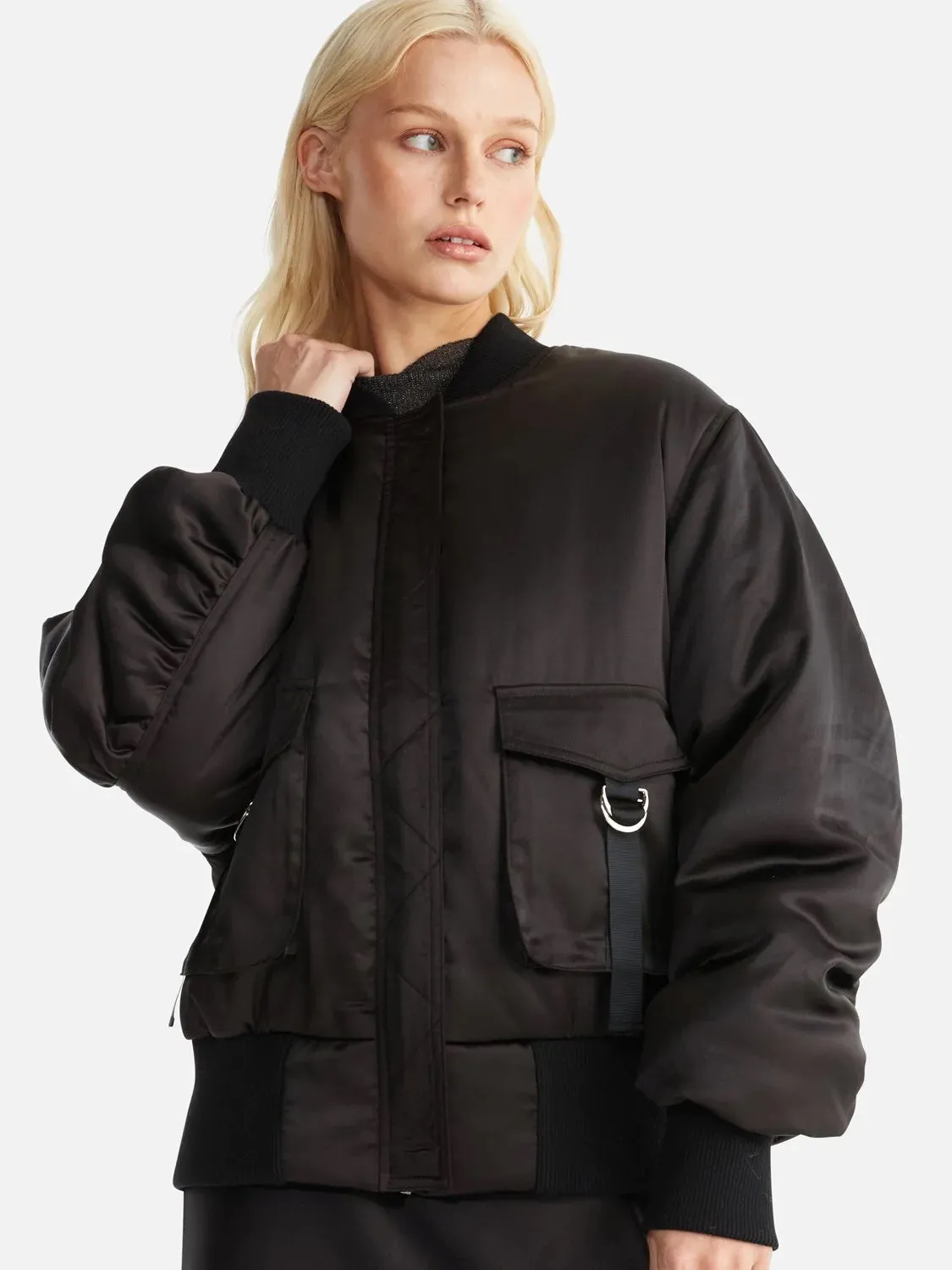 Penny Satin Bomber BLACK