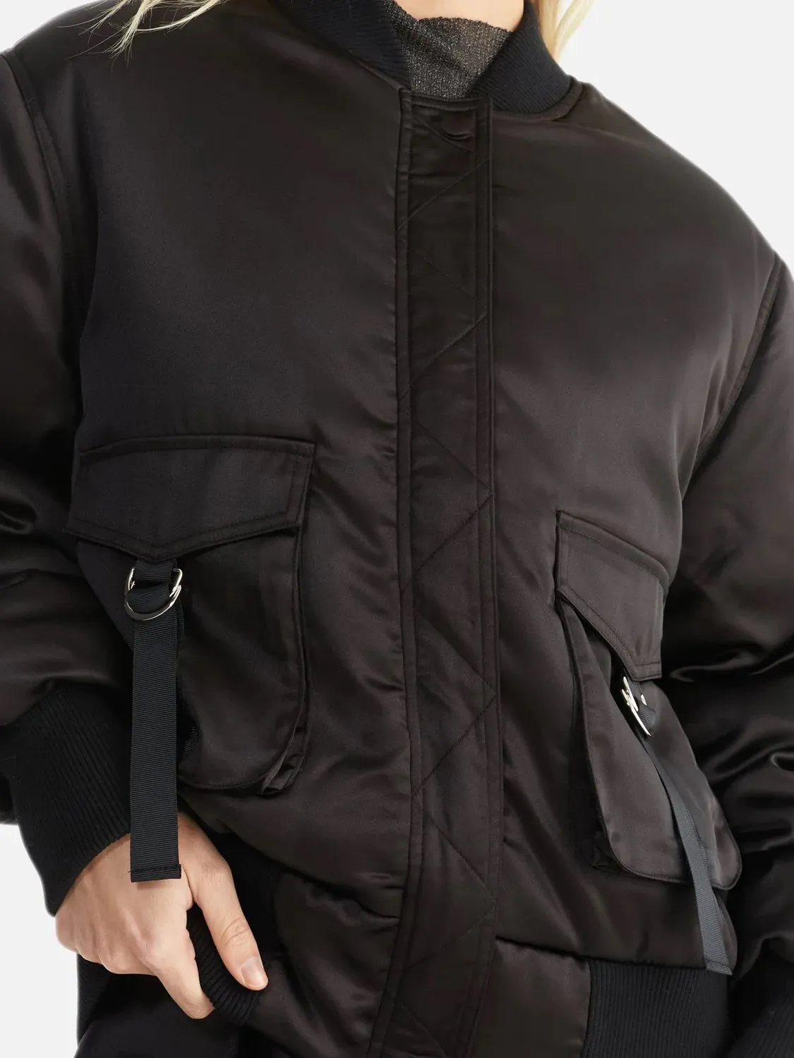 Penny Satin Bomber BLACK