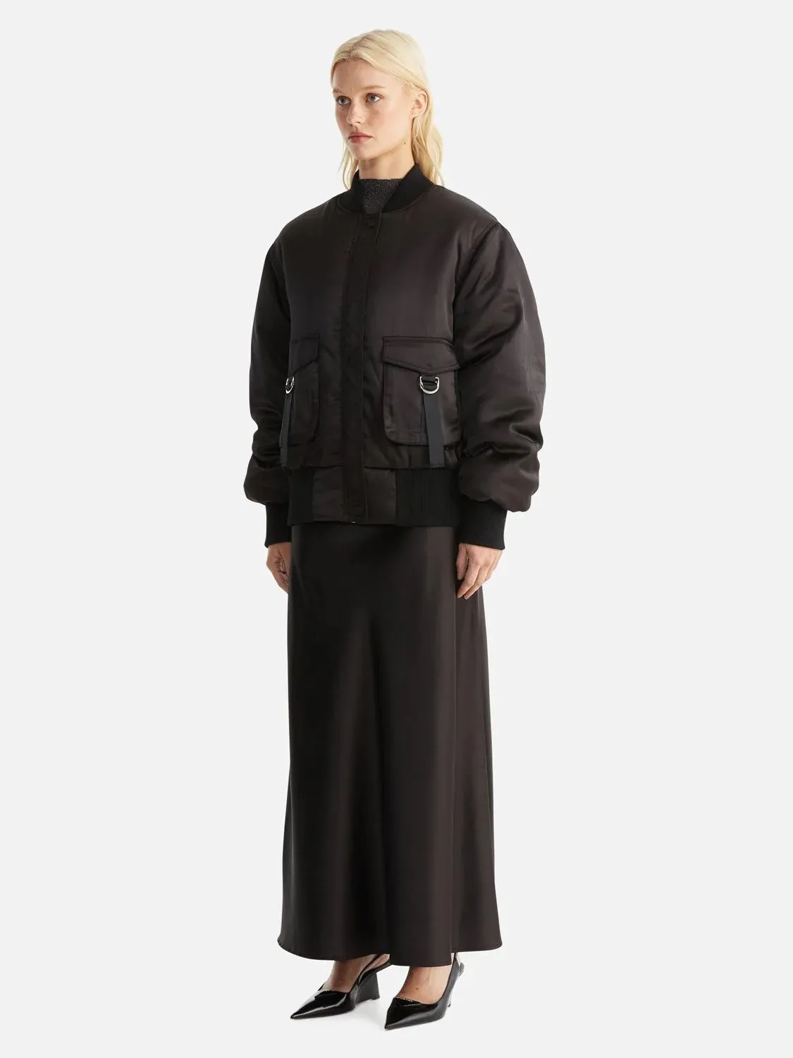 Penny Satin Bomber BLACK