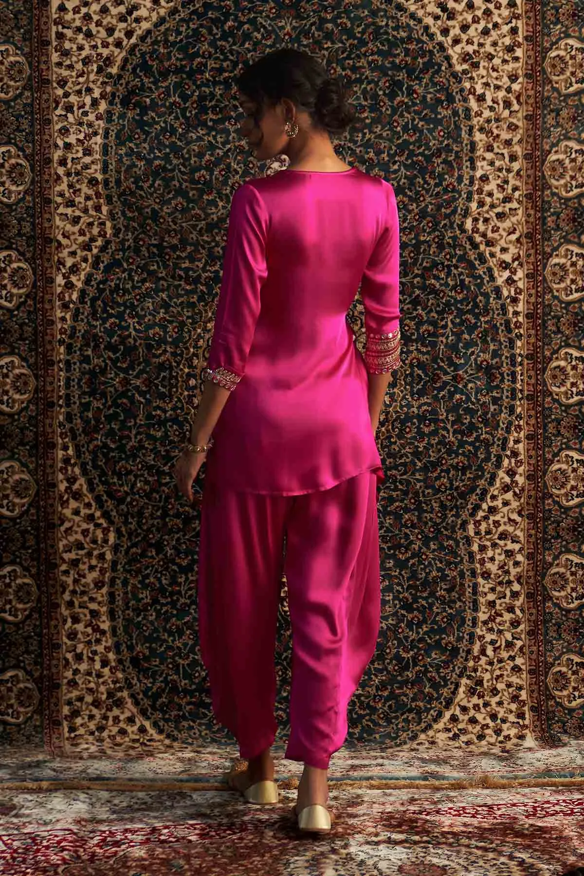 Pink Embroidered Wrap Kurta Set