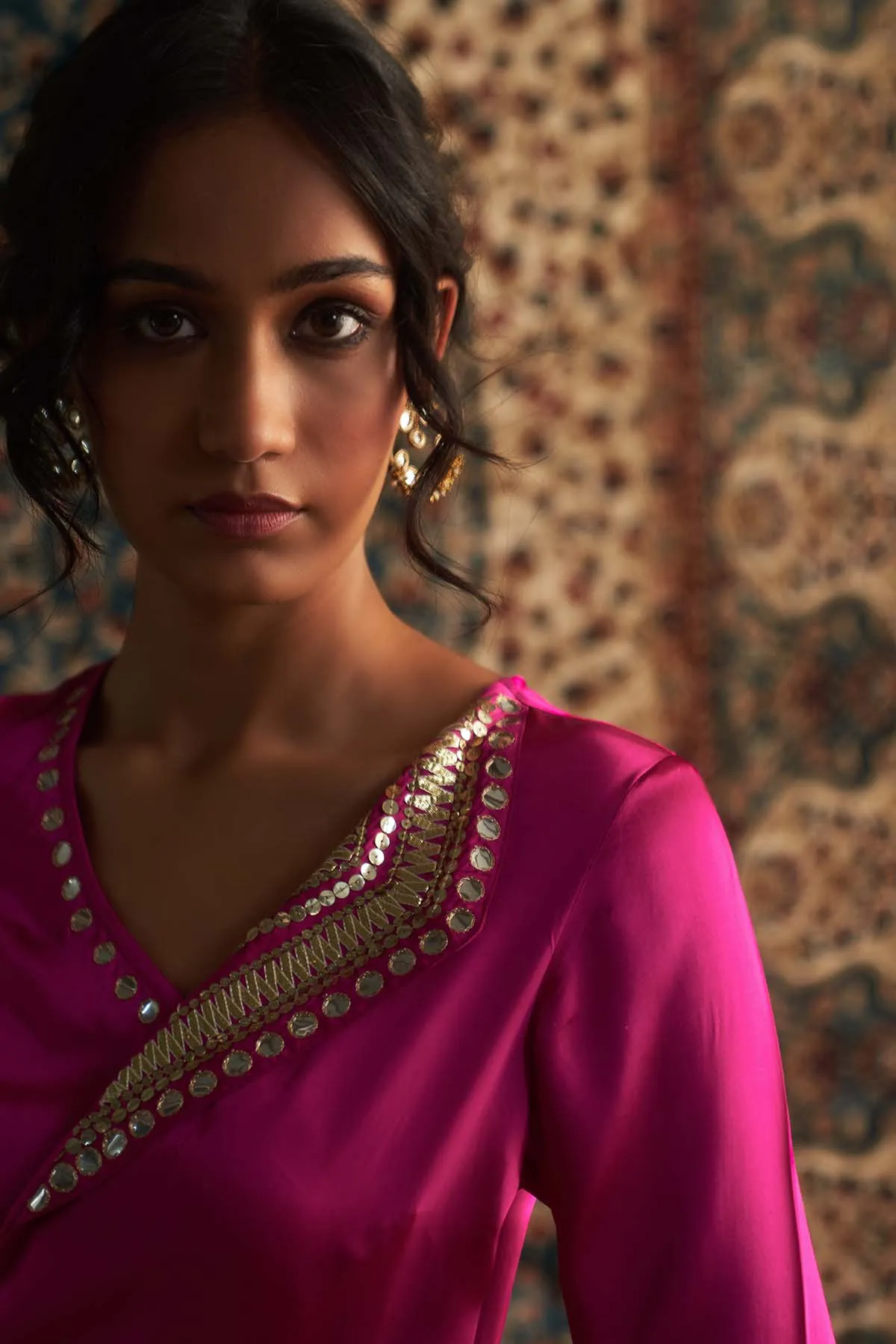 Pink Embroidered Wrap Kurta Set