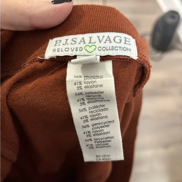 PJ Salvage Brown Mid Rise Lounge Pull On Shorts Size Medium