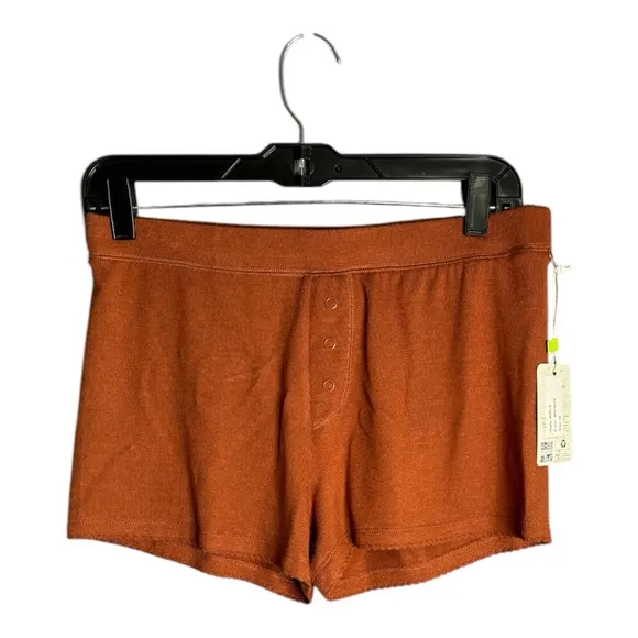 PJ Salvage Brown Mid Rise Lounge Pull On Shorts Size Medium